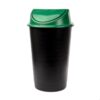 60L Swing Lid Waste Bin, Black Plastic