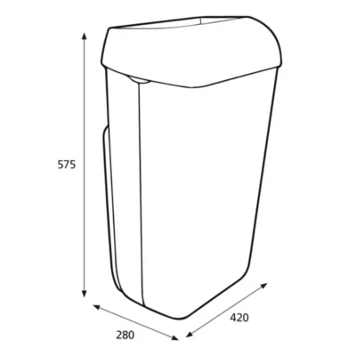 dimensiuni coș gunoi Katrin 91912, 50L, plastic alb